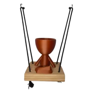 Suculentas e Cactos: Vaso de Parede Mod Sentado Yoga Bob no Balanço - Preto