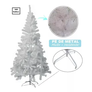 Oferta Top - Pinheiro de Natal Grande Branca Tradicional com 320 Galhos - Único