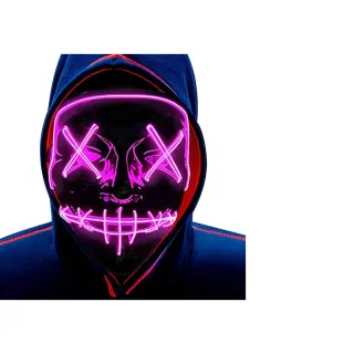 Festa Cosplay Neon - Máscara LED em Várias Cores para Balada, Rave e Halloween - Vermelho