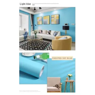 Adesivo Autocolante de Parede - Cor Sólida - 10 metros - *NEW* Azul Bebe