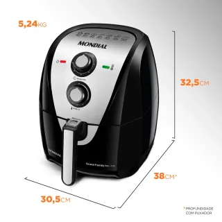 Fritadeira Air Fryer Mondial Grand Family 5,5 Litros Inox 127V - Único