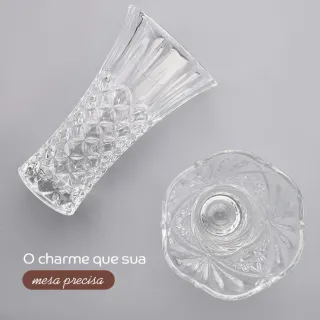 Vidro Decorativo Lapidado Vaso para Flores 23 cm - Wheaton - Royale