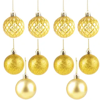 Enfeite Arvore de Natal Bola Grande Vermelha 7cm - Kit com 10 - Kit 10 Diamante Dourado de 7cm