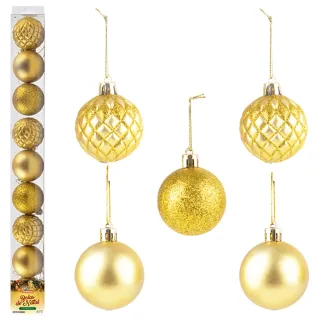 Kit 5 Peças Bola Natal Nº7 Grande Champanhe Vermelho Dourado Enfeite Decoração Arvore de Natal - Wave Vermelho