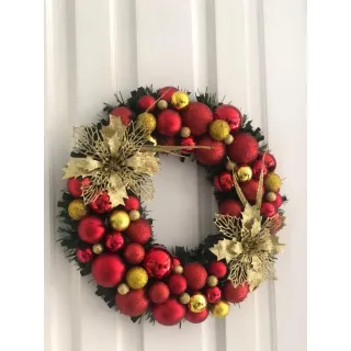 Bolinhas Vermelhas e Douradas Guirlanda Natalina - Único