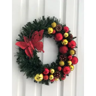 Decoração Vermelha Natalina com Guirlanda Borboleta - Único