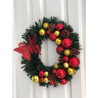 Decoração Vermelha Natalina com Guirlanda Borboleta - Único