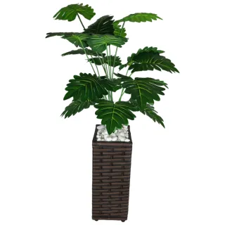 Vaso Decoração 3D Grande + Planta Artificial Bananinha Pronta Entrega