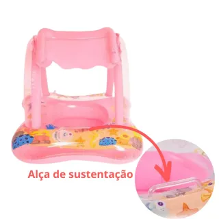 Boia Piscina Bebê Cobertura Rosa ou Azul - Fralda Infantil Bote - Azul