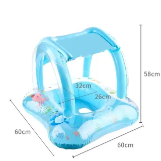 Boia Piscina Bebê Cobertura Rosa ou Azul - Fralda Infantil Bote - Azul