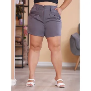Moda Social Plus Size Alfaiataria Premium G1 G2 G3 - Short Feminino Meio Coxa - caramelo ST2