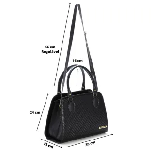 Handbag Santorini com alça transversal - Bolsa Baú - G-BIC-CREME-MARROM