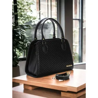 Handbag Santorini com alça transversal - Bolsa Baú - G-BIC-CREME-MARROM