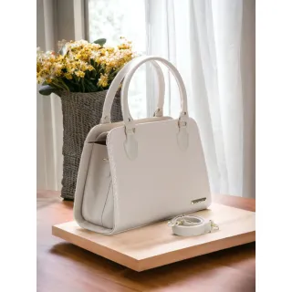 Handbag Santorini com alça transversal - Bolsa Baú - G-BIC-CREME-MARROM