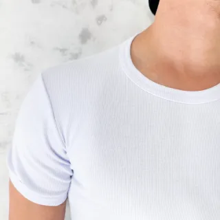 Estilo Americano Slim Camiseta Masculina Algodão Canelada - Cinza