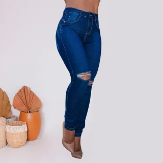 Lançamento Moda: Calça Feminina Jeans Skinny Cós Alto - Levanta Bumbum - Calça skinny jeans claro
