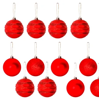 Enfeite Arvore de Natal Bola Grande Vermelha 7cm - Kit com 10 - Kit 10 Diamante Dourado de 7cm