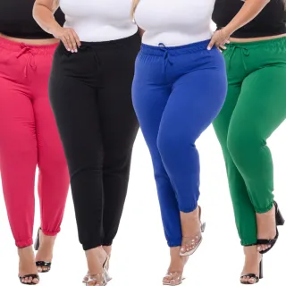 Calça Jogger Plus Size Feminina Cintura Alta em Tecido Duna