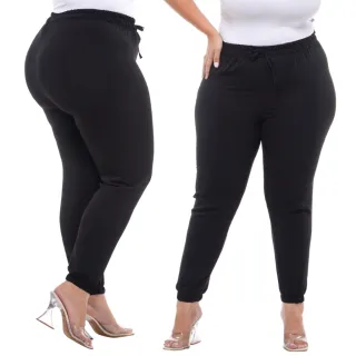 Calça Jogger Plus Size Feminina Cintura Alta em Tecido Duna - Rosa