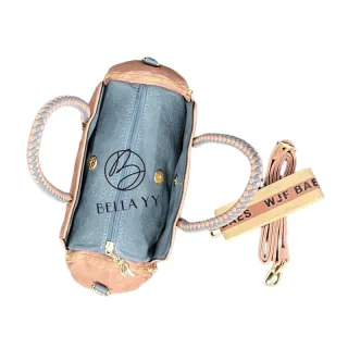 Alça Transversal Bolsa Baú Feminina Média Couro Sintético 3002/3003 - Bege com Caramelo