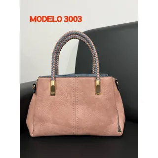 Alça Transversal Bolsa Baú Feminina Média Couro Sintético 3002/3003 - Bege com Caramelo
