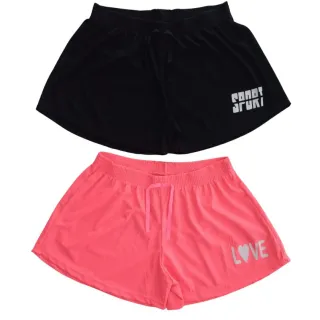 O Mais Confortável Kit Feminino de Verão com 2 Shorts Canelado - Preto / Verde  Florescente