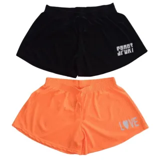 O Mais Confortável Kit Feminino de Verão com 2 Shorts Canelado - Preto / Verde  Florescente