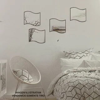 Conjunto de 3 Espelhos Decorativos em Formato Coração, Curva ou Gota - Curva Dourado