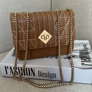 Moda Blogueira: Bolsa Feminina Pequena Festa Balada Alça de Corrente Transversal - DB-426 KHAKI
