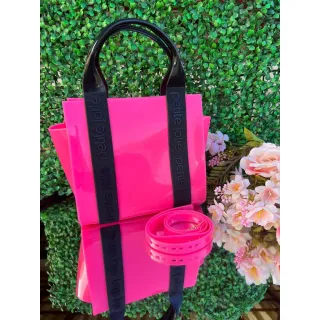 Bolsa Transversal de Ombro Luxo PJ - Preto/Rosê