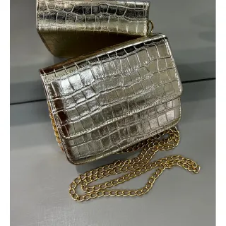 Mini Bolsa Croco Metalizada Prata - Prata