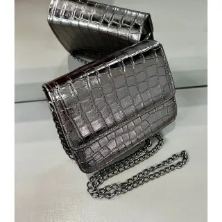 Mini Bolsa Croco Metalizada Prata - Prata