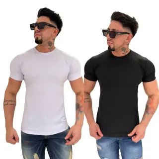Camiseta Canelada Rapper Trapper Branco Preto - Kit com 2 - Preta Branca