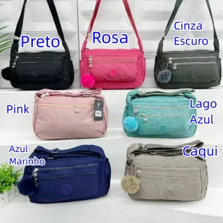 Causal Nylon Multicamadas Bolsa Feminina Ombro Mensageiro - Rosa