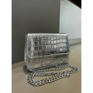 Mini Bolsa Croco Metalizada Prata - Prata
