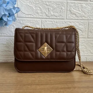 Moda Blogueira: Bolsa Feminina Pequena Festa Balada Alça de Corrente Transversal - DB-426 KHAKI