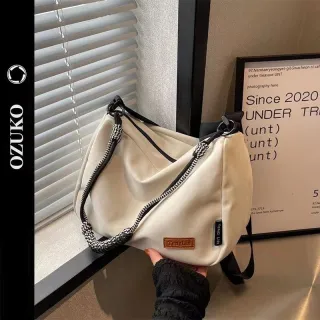 Estudante de nylon impermeável lona bolsa ombro crossbody - Preto