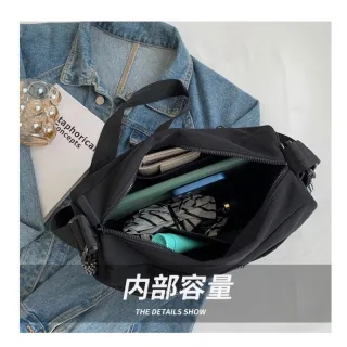 Estudante de nylon impermeável lona bolsa ombro crossbody - Preto