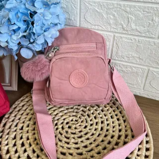 Promoção bolsa feminina transversal impermeável nylon passeio - rosa Y4382