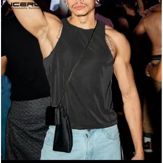 Regata brilho lurex masculina em malha - Preto chumbo