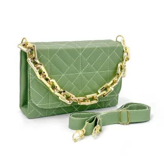 Alça de Mão e Transversal Bolsa Feminina Luxo com Corrente - luxo preta