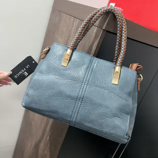 Alça Transversal Bolsa Baú Feminina Média Couro Sintético 3002/3003 - Bege com Caramelo