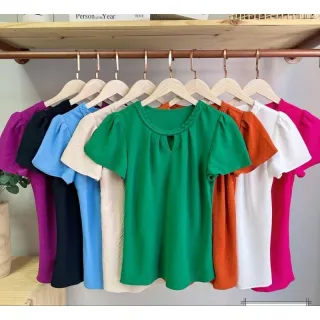 Blusa social feminina manga curta M G GG duna - Lilás