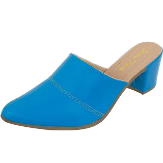 Mule Scarpin Bico Fino Salto Alto Grosso Luxo - Nude