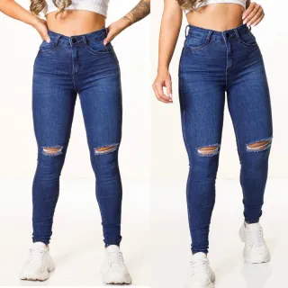 Calças Jeans Feminina Wide Leg e Skinny Premium Santt - Lançamento na Shopee - Wide black colors