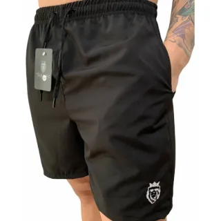 Bermuda Tactel Masculina Mauricinho para Praia - Shorts de Verão - Preto Liso