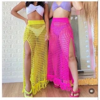 Saída de Praia Feminina Longa em Tricot - Promoção Online - Pink