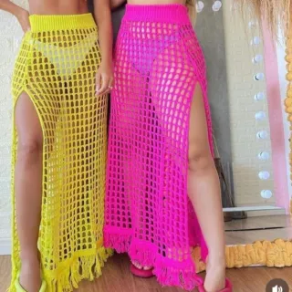 Saída de Praia Feminina Longa em Tricot - Promoção Online - Pink