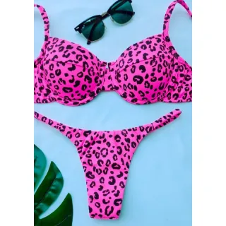 Meia Taça Biquíni (Fio Dental) - Zebra rosa neon