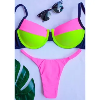 Meia Taça Biquíni (Fio Dental) - Zebra rosa neon